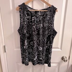 Ann Taylor Factory Black and White Floral Tank Top